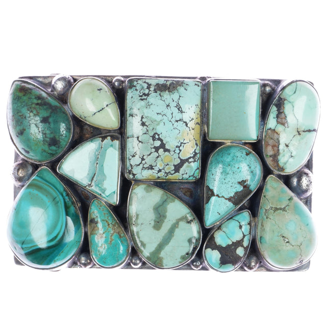 Vintage Southwestern sterling Variscite/Turquoise multi-mine belt buckle