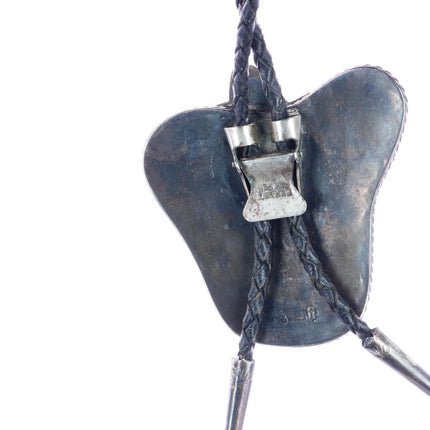 c1970 Frank Patania jr "Caballeros del Sol" Sterling/turquoise bolo tie - Estate Fresh Austin