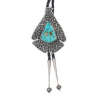 c1970 Large Archie Henderson Tufa Cast silver Easter Blue turquoise bolo tie - Estate Fresh Austin
