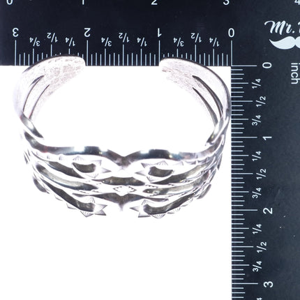 7" Early Navajo hand stamped cast silver cuff bracelet - Estate Fresh Austin