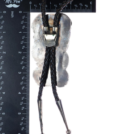 c1960 c-31 Huge Navajo silver, turquoise, and coral bolo tie - Estate Fresh Austin