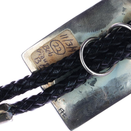 1990's Signed Hopi overlay bolo tie sterling silver - Estate Fresh Austin