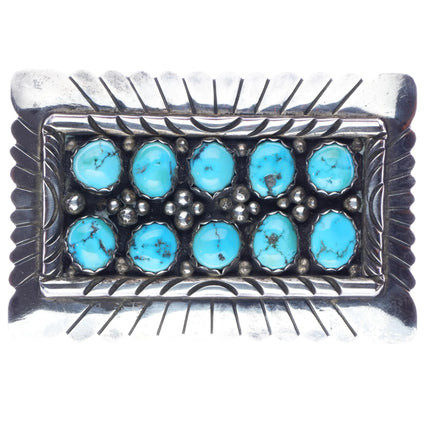 Ella Cowboy Navajo sterling and turquoise belt buckle - Estate Fresh Austin