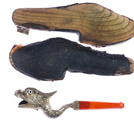 c1890 Antique silver Articulating Dragon Cigarette holder with glass eyes - Estate Fresh Austin