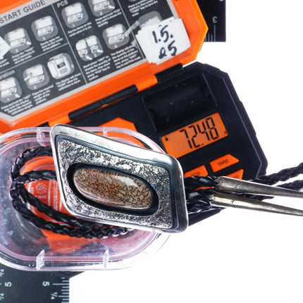 Herman Hoskie Navajo Sterling petrified Palmwood bolo tie - Estate Fresh Austin