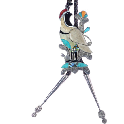 Large Vintage Zuni sterling quail bolo tie - Estate Fresh Austin