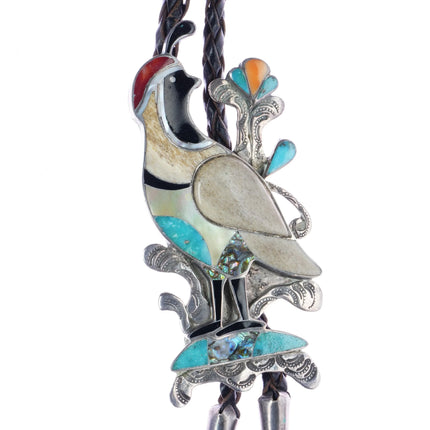 Large Vintage Zuni sterling quail bolo tie - Estate Fresh Austin