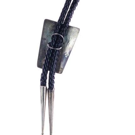 Cedric Navenma Kuwaninvaya Hopi Overlay bolo tie sterling silver - Estate Fresh Austin