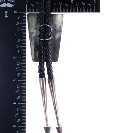 Cedric Navenma Kuwaninvaya Hopi Overlay bolo tie sterling silver - Estate Fresh Austin