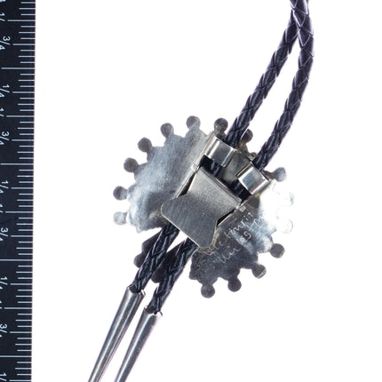 Victoria Ukestine Zuni Sunface bolo tie sterling silver channel inlay - Estate Fresh Austin