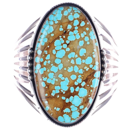 7.25" Wil Vandever Navajo sterling #8 turquoise large cuff bracelet - Estate Fresh Austin