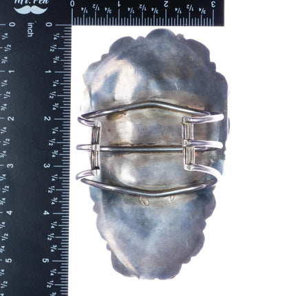 7" Huge vintage Navajo silver and turquoise slab cuff bracelet - Estate Fresh Austin