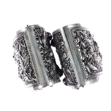 c1900 Large pr Antique Chinese export Silver pierced boxes - Estate Fresh Austin