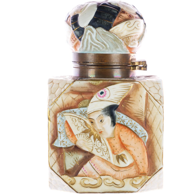 c1890 Royal Rudolstadt Japonesque/Satsuma style large porcelain inkwell - Estate Fresh Austin