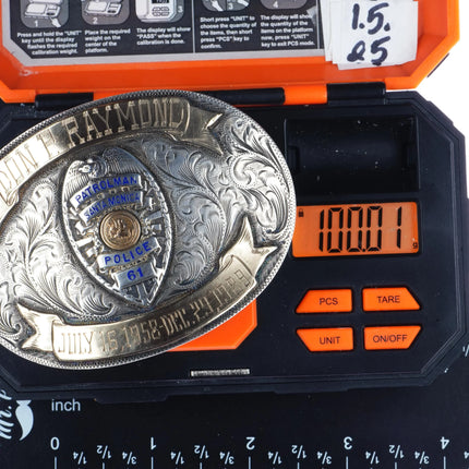 10k/Sterling Sunset Trails Santa Monica Police Potrolman retirement belt buckle - Estate Fresh Austin