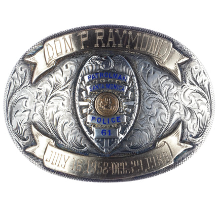 10k/Sterling Sunset Trails Santa Monica Police Potrolman retirement belt buckle - Estate Fresh Austin