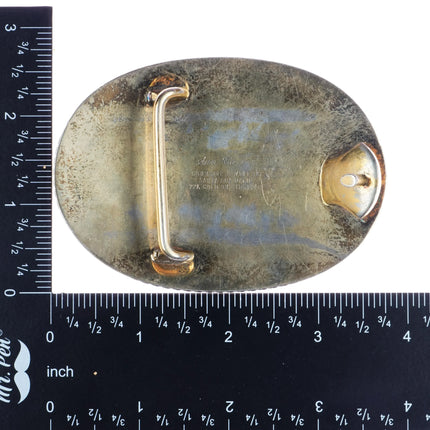 Vintage Sterling Mountain Man Belt buckle Crumrine San Carlos 22k plated - Estate Fresh Austin