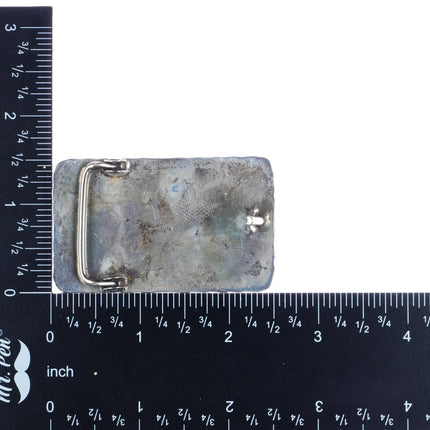 Marvelyne Cheama Zuni Sterling, turquoise, and coral belt buckle - Estate Fresh Austin