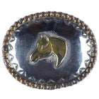 Vintage Sterling horse head belt buckle w/bronze trim Alicia - Estate Fresh Austin