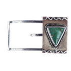 c1940's slim Navajo silver belt buckle w/turquoise - Estate Fresh Austin