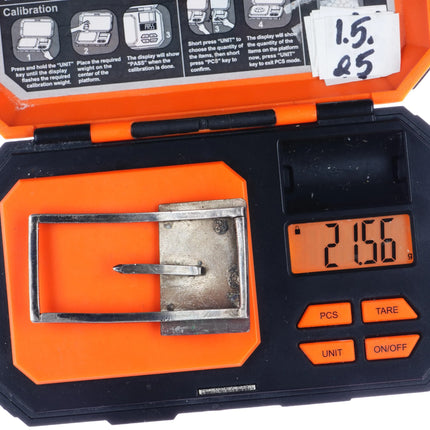 c1940's slim Navajo silver belt buckle w/turquoise - Estate Fresh Austin