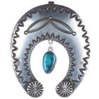 c1940's Large Navajo silver naja pendant w/nice turquise and stampwork - Estate Fresh Austin