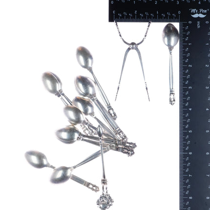 Georg Jensen Acorn sterling coffee/tea/demitasse spoons/2pr springed sugar tongs - Estate Fresh Austin
