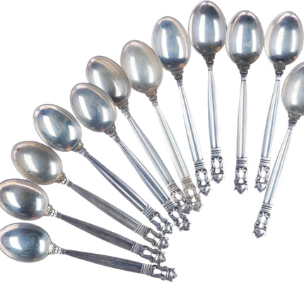 Georg Jensen Acorn sterling coffee/tea/demitasse spoons/2pr springed sugar tongs - Estate Fresh Austin