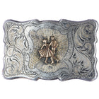 Vintage Frontier Sterling hand engraved square dancers belt buckle - Estate Fresh Austin