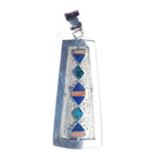 Large Richard Begay Navajo sterling multistone flush inlay pendant - Estate Fresh Austin