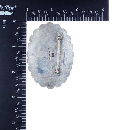 Large Henry Morgan Navajo sterling and turquoise concho pin - Estate Fresh Austin