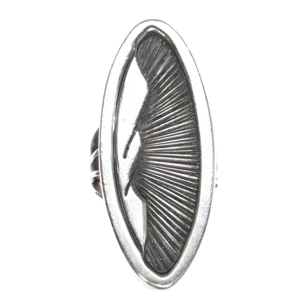 sz9 Harvey Mace Navajo silver long ring with overlay design - Estate Fresh Austin
