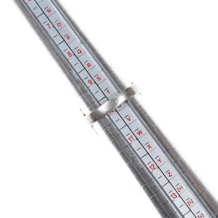 sz10 Vintage Navajo silver long ring with turquoise twisted wire border - Estate Fresh Austin