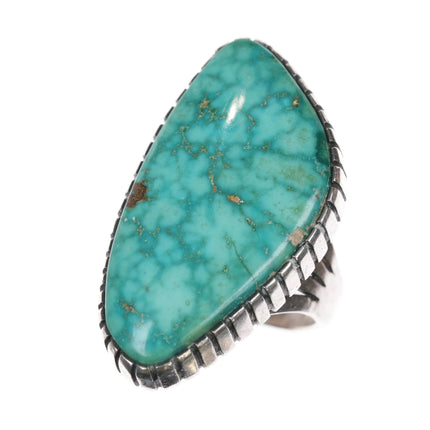 sz8.25 Navajo George Begay Sterling waterweb Kingman turquoise ring - Estate Fresh Austin