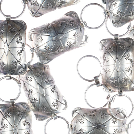 44" Navajo Hand Stamped sterling silver link concho belt - Estate Fresh Austin