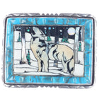 David R Freeland Jr Sterling, Turquoise wolf inlay belt buckle - Estate Fresh Austin