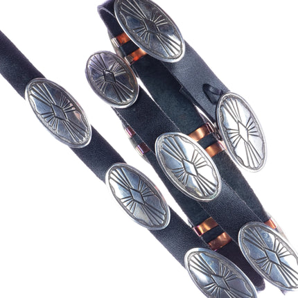 43" Dean Brown Navajo sterling silver slim concho belt - Estate Fresh Austin