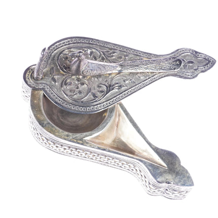 Fine Vintage Sterling Hindu Sindoor/kumkum box with ornate hand chased designs - Estate Fresh Austin