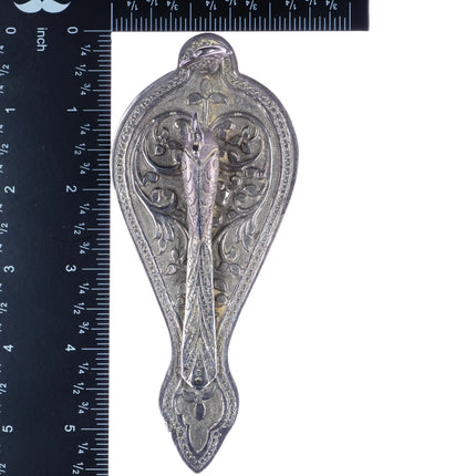 Fine Vintage Sterling Hindu Sindoor/kumkum box with ornate hand chased designs - Estate Fresh Austin