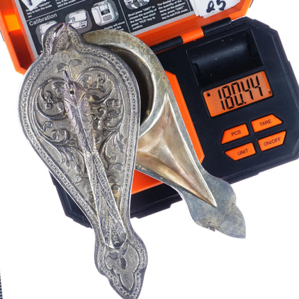 Fine Vintage Sterling Hindu Sindoor/kumkum box with ornate hand chased designs - Estate Fresh Austin