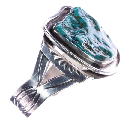 6.25" 50's-60's Navajo freeform nugget hand stamped silver cuff bracelet - Estate Fresh Austin