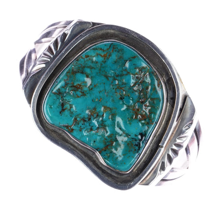 6.25" 50's-60's Navajo freeform nugget hand stamped silver cuff bracelet - Estate Fresh Austin