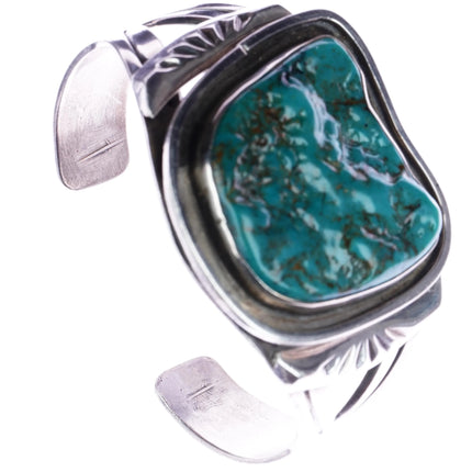 6.25" 50's-60's Navajo freeform nugget hand stamped silver cuff bracelet - Estate Fresh Austin