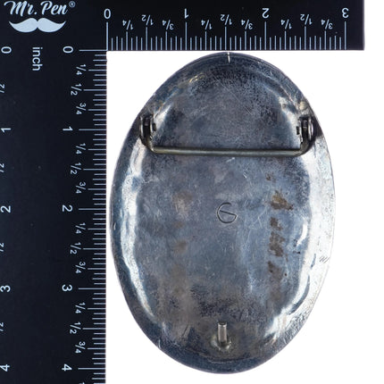 Large Vintage Navajo sterling and green turquoise belt buckle - Estate Fresh Austin