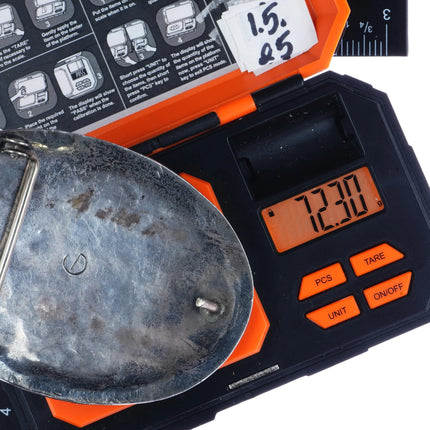 Large Vintage Navajo sterling and green turquoise belt buckle - Estate Fresh Austin