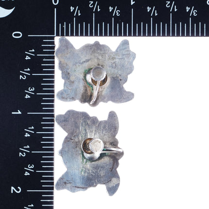c1940's Zuni silver inlay butterfly earrings screw back CG Wallace - Estate Fresh Austin