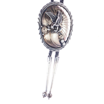 c1980's Navajo sterling/gold filled eagle bolo tie - Estate Fresh Austin