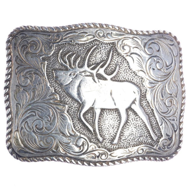 Crumrine for Eddie Bauer Vintage Sterling elk belt buckle