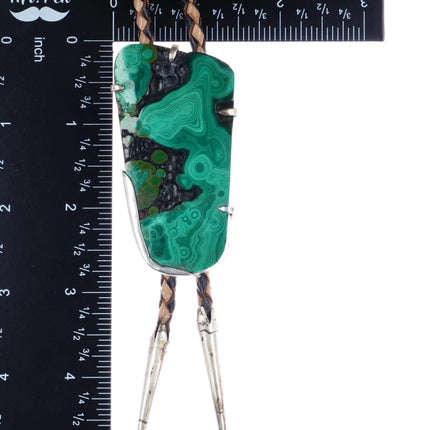 c1950's Modernist silver malachite bolo tie - Estate Fresh Austin