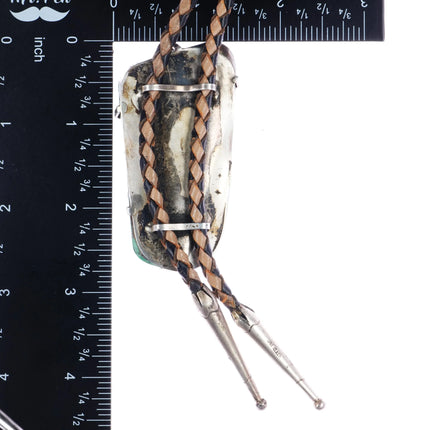 c1950's Modernist silver malachite bolo tie - Estate Fresh Austin